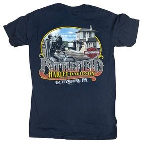 Harley Davidson Men’s T-Shirt Battlefield Harley Davidson Gettysburg PA Size Sm